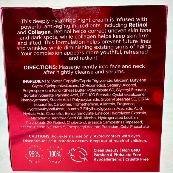Clear Beauty Retinol & Collagen Hydrating Night Cream Anti-Aging Lifting NEW BOX - Picture 3 of 5